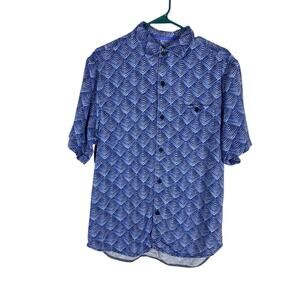 Men's Tommy Bahama Front Agrave Tiles Casual Button Down Size Medium 100% Silk